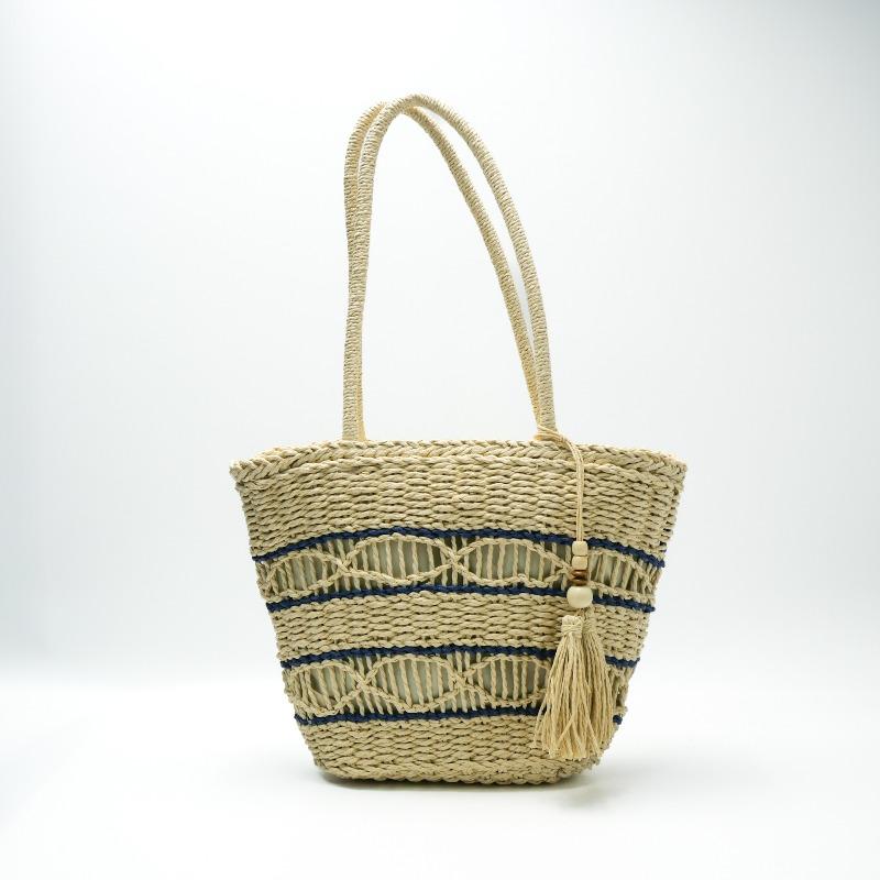 Large capacity shoulder straw woven bag women's versatile high-end hand-woven bag tote bag seaside vacation beach bag