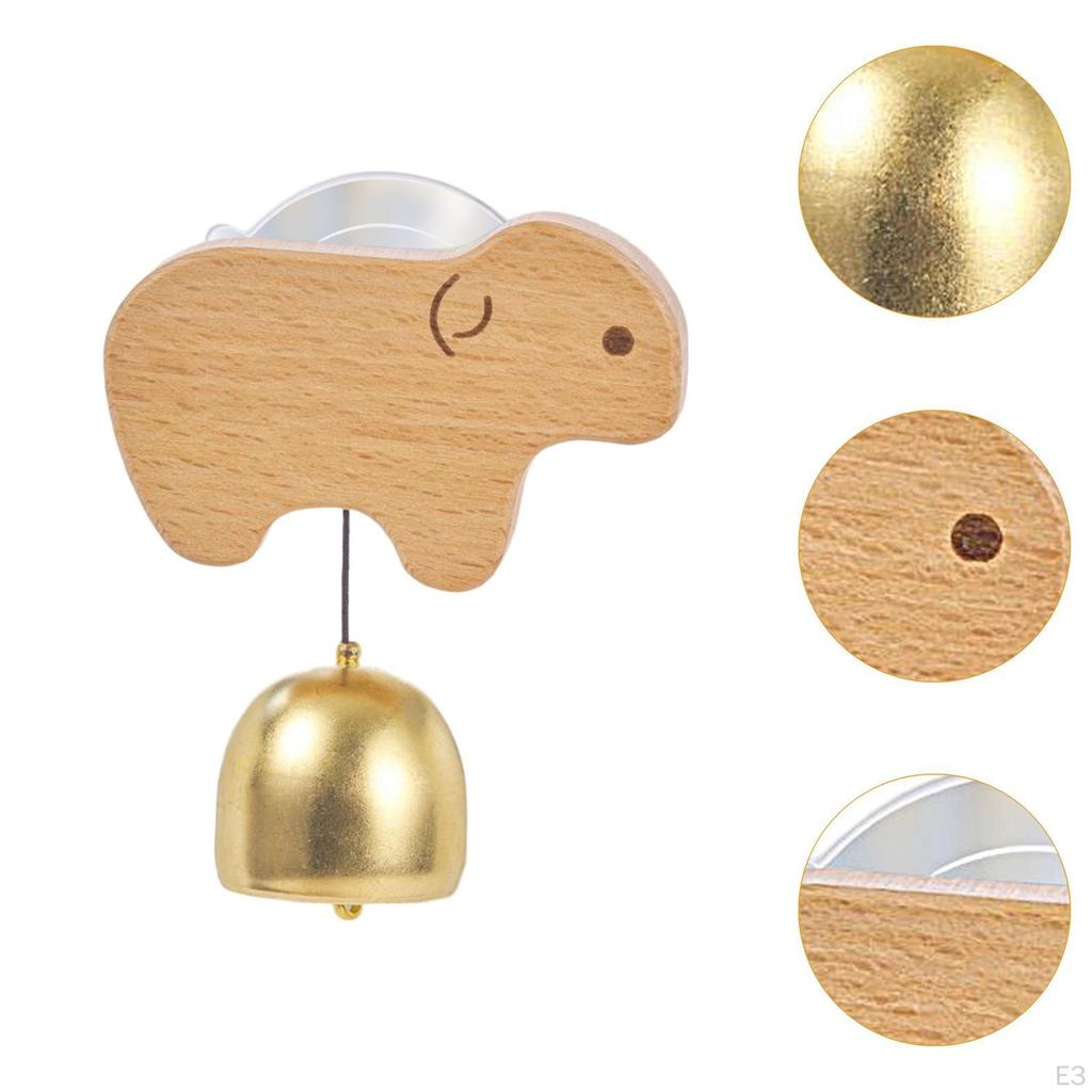 Merchant's Bell with Suction Cup, Wooden Door Ornament, Hanging Doorbell for Shop Front