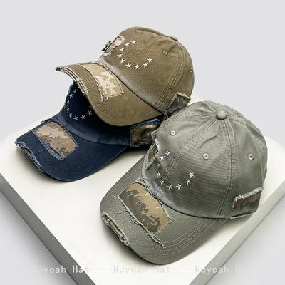New Men Women Niche Patchwork Embroidered Stars Baseball Hats Sunshade Personal Versatile Street Peaked Caps Fashion Broken Ins