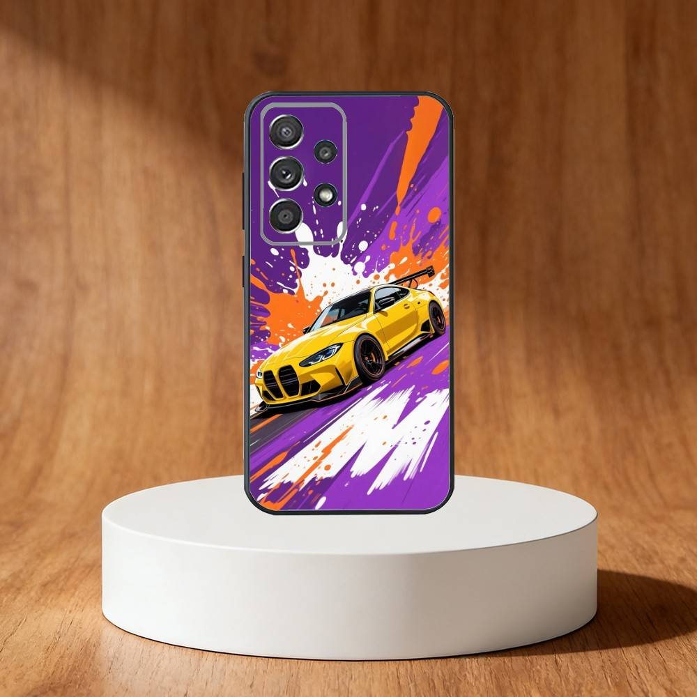 Manga-Style Sports Car Phone Case For Samsung S25,S24,S21,S22,S23,S30,Ultra,S20,Plus,Fe,Note,10,9,5G Black Cover