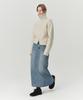 Leuba Rear-Slit Denim Long Skirt - Mid Blue