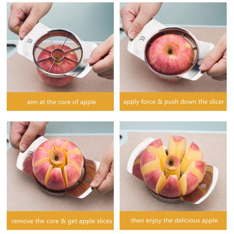 Kráječ na jablka 8/12 čepelí Nerezová ocel Dělič jablek Odstraňovač jádřinců Kuchyňský pomocník Nástroj na odstraňování jádřinců pro hrušku bramboru cibuli