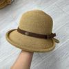 New dome straw bucket hat women's summer seaside vacation sunshade straw hat French top hat sun protection hat