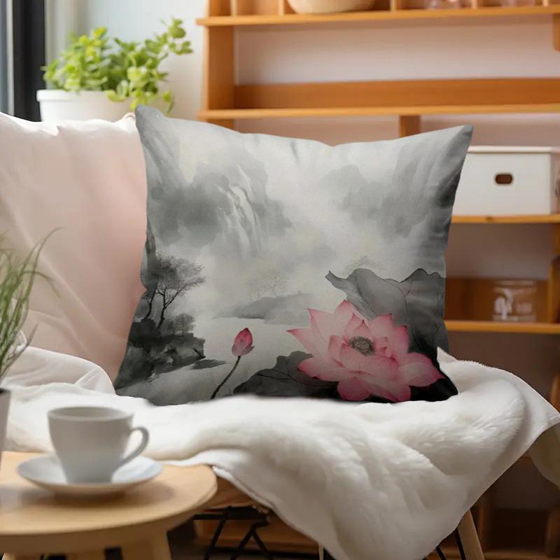 Abstract Blue and Gold Swirl Pattern Throw Pillow Cover for Modern Sofa Decor