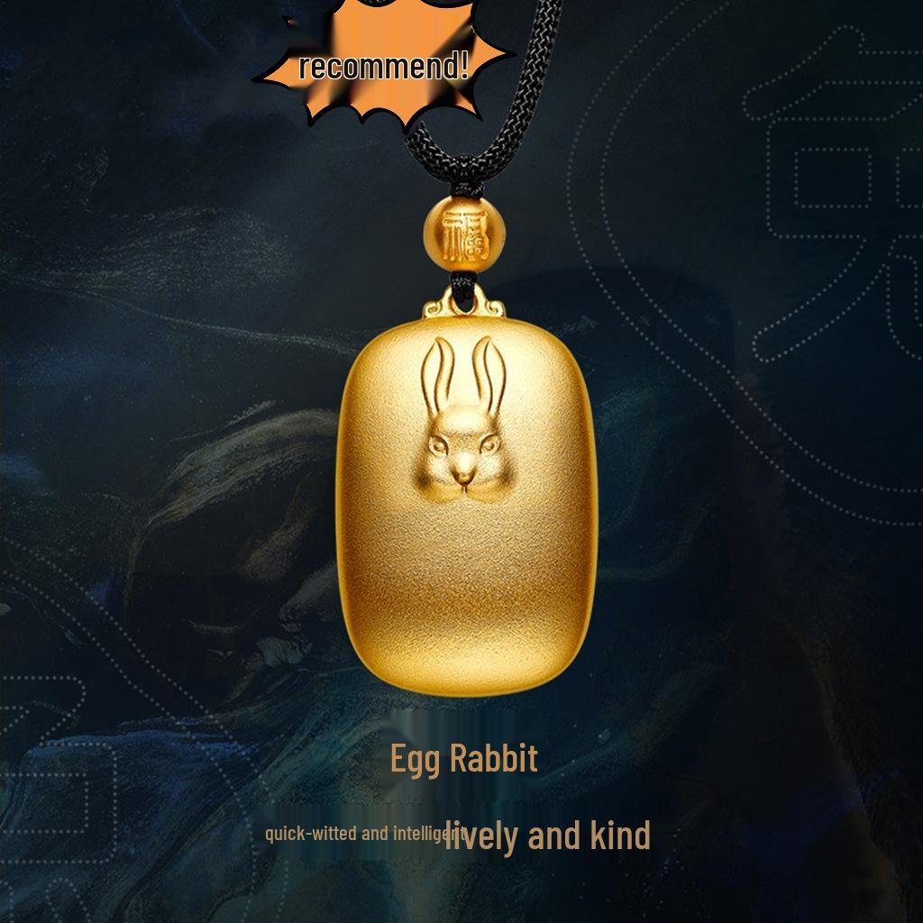 Brass-Plated Samau Zodiac Rabbit Pendant, Popular Vietnamese Jewelry for the Year of the Rabbit
