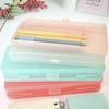 Macaron Transparent Pencil Case Plastic Simple Pen Case Durable Dual-Layer Pencil Box  Stationery