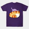 Men Black Print T-shirt Tabby And Little Long Neck Dino No-Cut Transfer Paper Print Cotton Tshirt