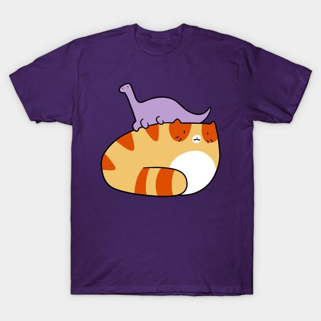 

Men Black Print T-shirt Tabby And Little Long Neck Dino No-Cut Transfer Paper Print Cotton Tshirt 2XL фіолетовий