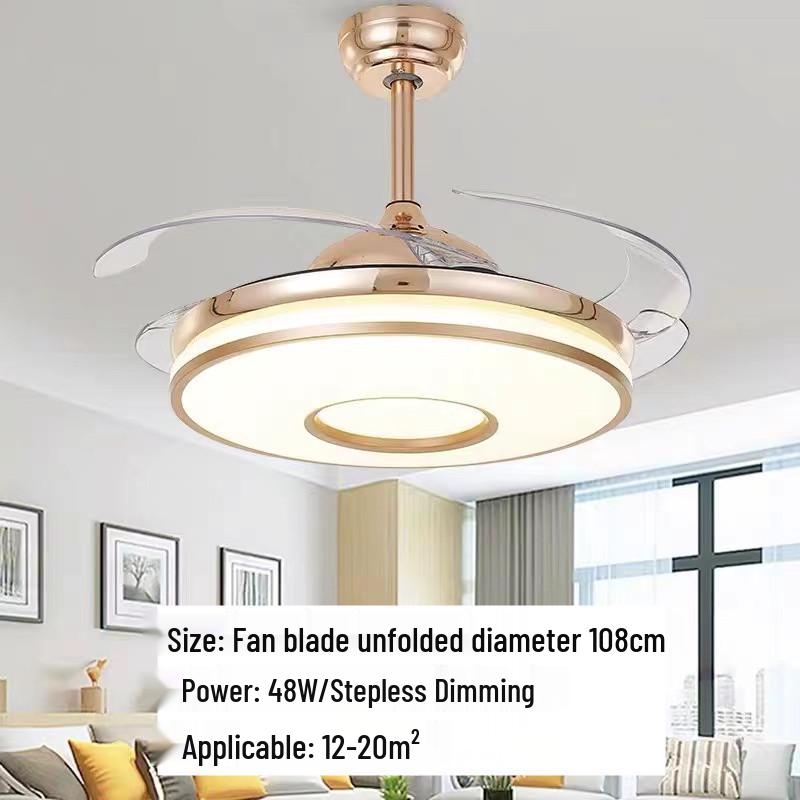 42-Inch LED Ceiling Fan with Invisible Blades for Restaurant, Living Room, Bedroom - Enhanced Airflow
