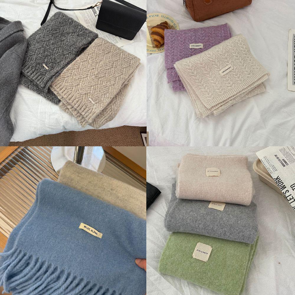 Morandi Color Wool Blend Scarf - Solid Color Series for Autumn/Winter