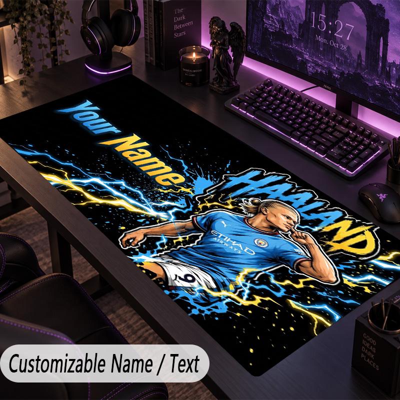 Large Mouse PadErling Haaland Custom Name Text Personalized Desk Mat Non Slip Gaming Pad