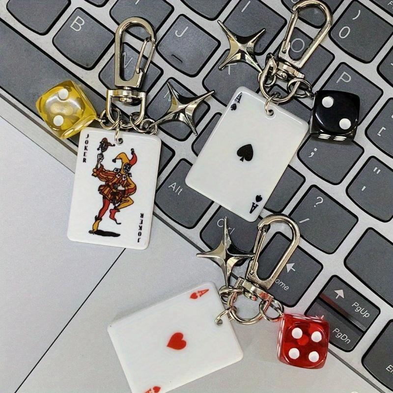 Pik Karo Kreuz Legierung Metall Schlüsselanhänger, Dekorativer Schlüsselanhänger für Taschen, Cartoon Zahlen Thema Schmuck, Auto Schlüsselanhänger, Anhänger