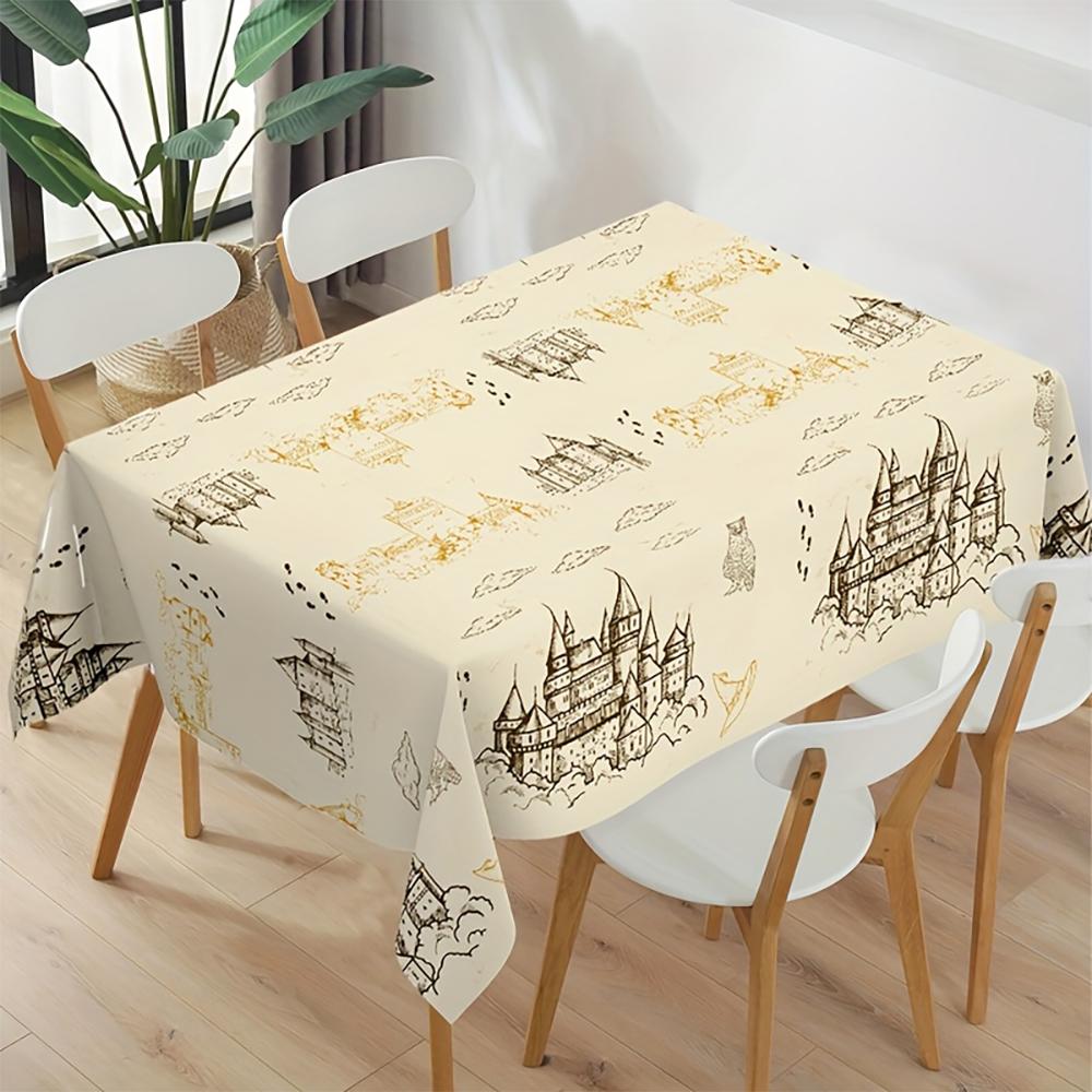 1pc Vintage Print Tablecloth, Dining Table Cover For Home Kitchen Dining Room Decor