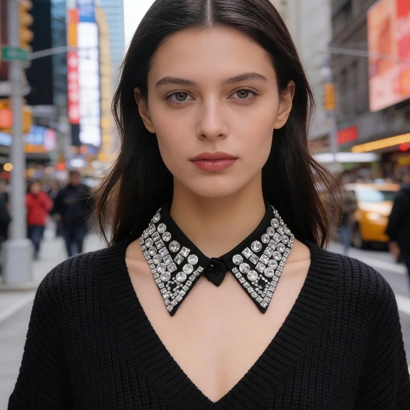 Fashion Beadwork Detachable Collar Removeable Faux Collar Easy Wear Neckwear for Women Various Occasion and Outfit