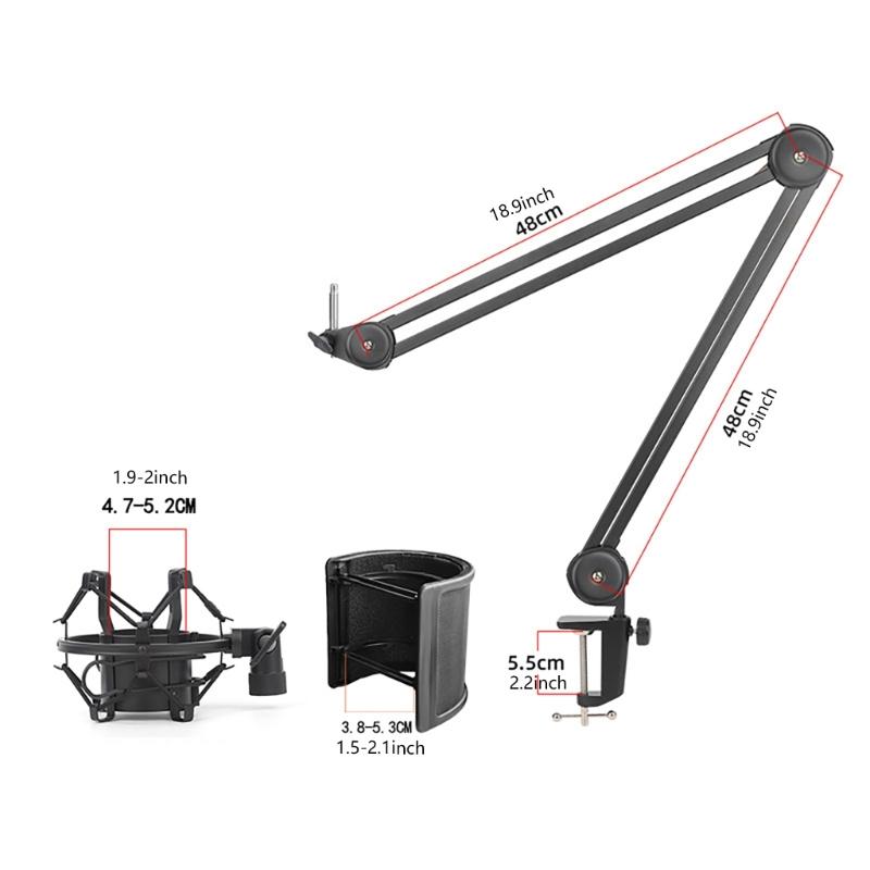 Professional Mic Boom Flexible Adjustable Microphone Stand Mount With/without Windshield for Studio and Home Recording