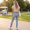 Women Short Sleeve Blouse with Ruffle Sleeves and Front Tie Knot Casual Loose Fit Top for Daily Wear