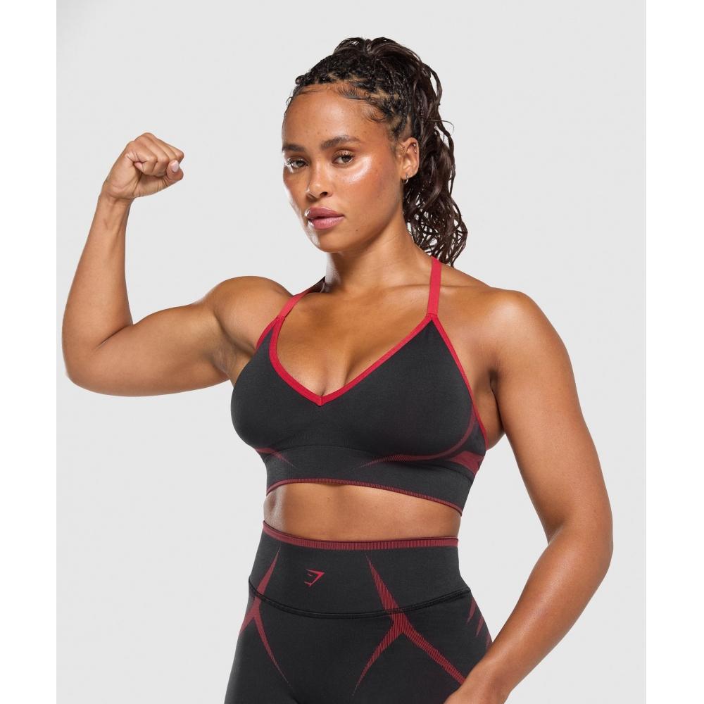 Gymshark Apex Lift Seamless Sports Bra Black Carmine Red B4b3j Bb4j