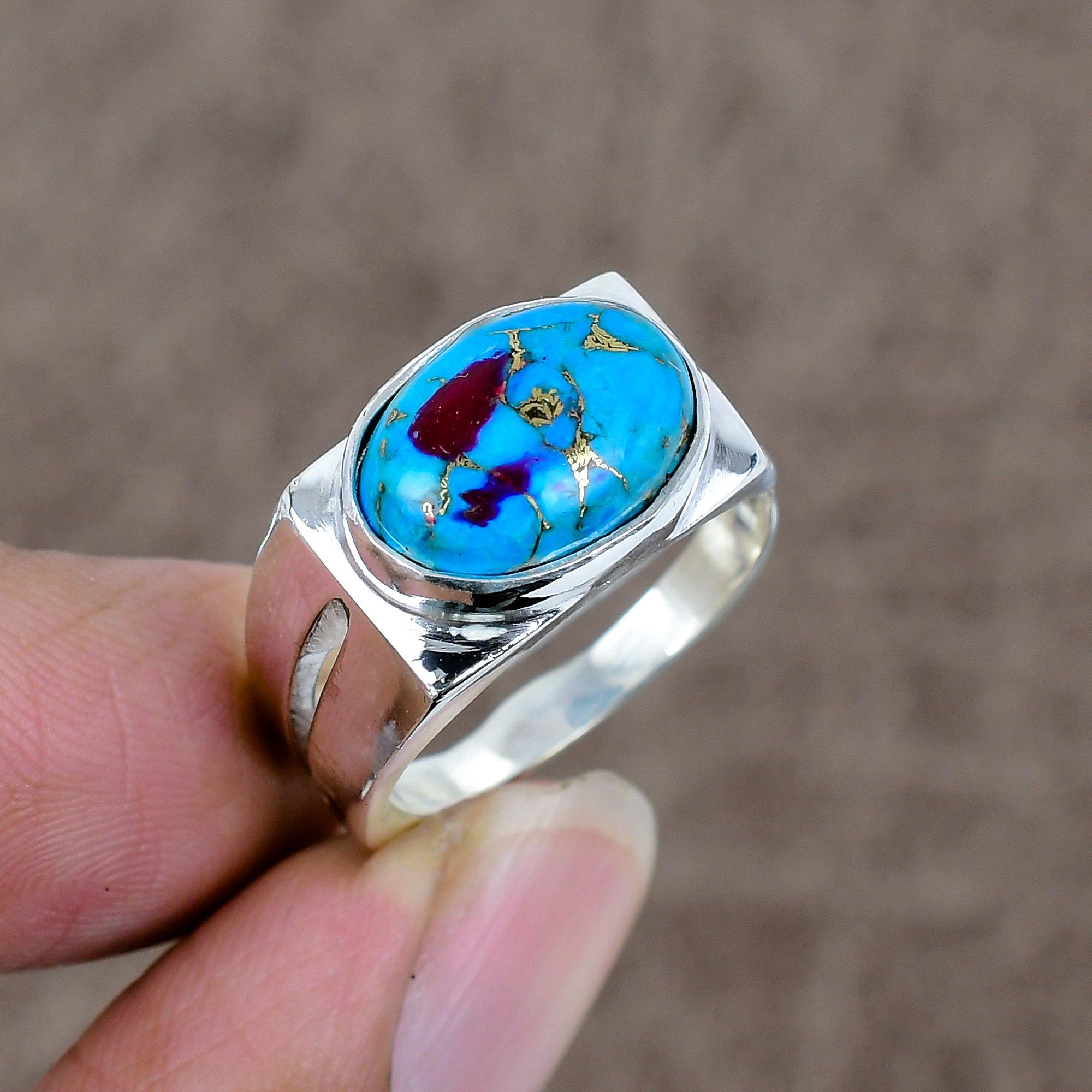 

Arizona Turquoise Genstone 925 Sterling Silver Jewelry Ring Size 8.5 KKG-508