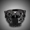 Punk Skull Retro Gothic Style For Wmen Men Halloween Black Zircon Jewellry Rings