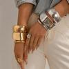 European Style Alloy Bangle Bracelet for Women, Gold Plated Anti Fade Elegant Wrist Jewelry Casual Daily Stackable Accessory