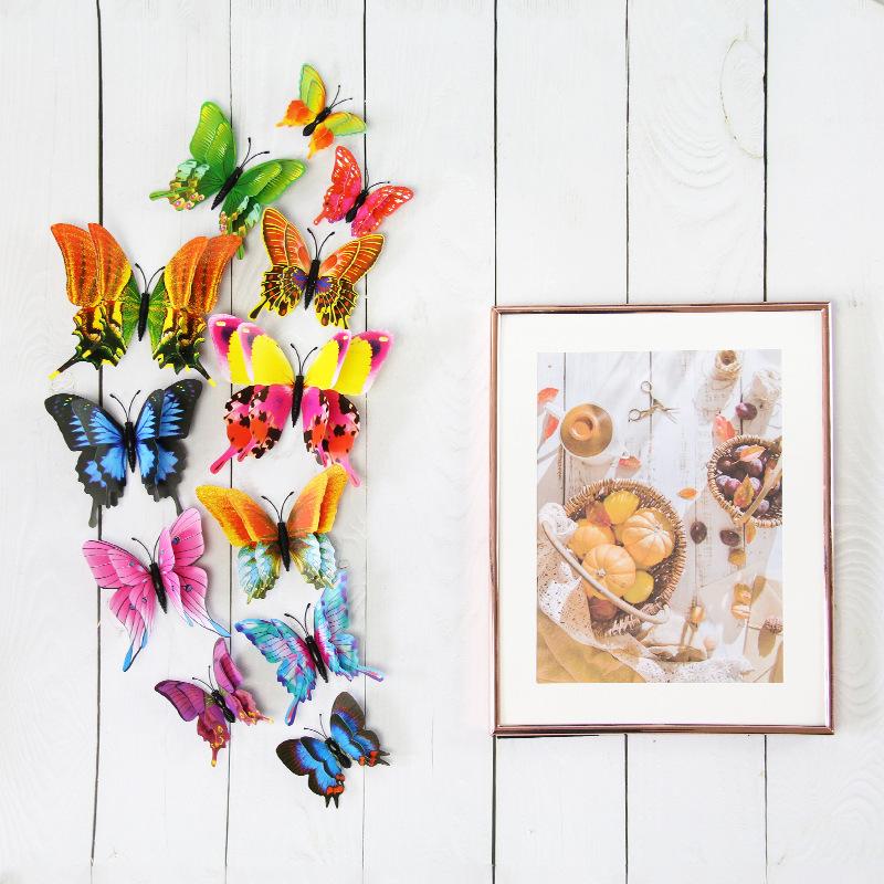 3D Double Layer Butterfly Wall Stickers For Wedding Decor Butterflies Fridge Magnet Decals Home Room Decoration Gift