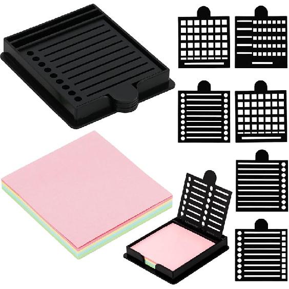 Sticky Note Stencil, Sticky Note Stencil and Holder, Post It Stencils, with Five Different Stencil, for Room and Office Desk Organizer, for 3x3 Inch