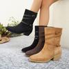 Women Mid-Calf Boots Autumn Winter Round Toe Flat Shoes Women Belt Buckle Anti Slip Comfort Boots Fashion Plus Size Ankle Boots