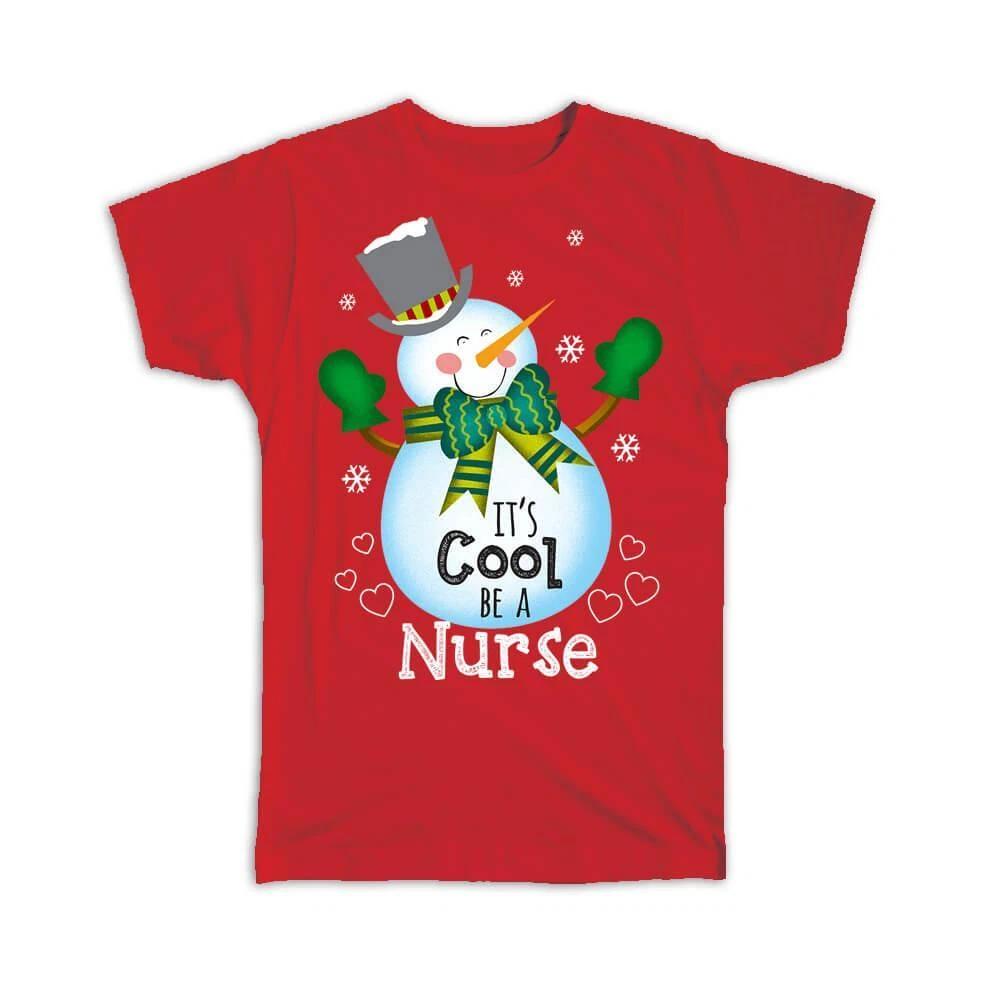 

Gift T-Shirt : For Nurse Christmas Snowman Seasons Greetings Coworker Medical S