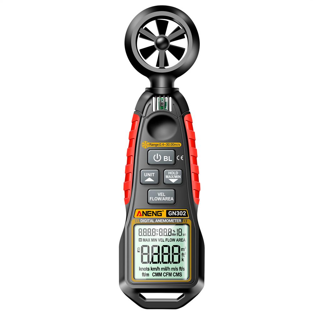 Ruční anemometr LCD 4 číslice 9999 čítačů digitální větrné anemometry 0,4~30,00 m/s měření rychlosti a teploty