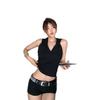 Fashion American Spice Girl Halter Black Hooded Vest Women's Summer Sexy Slim Skinny Personality Top Ins Tide
