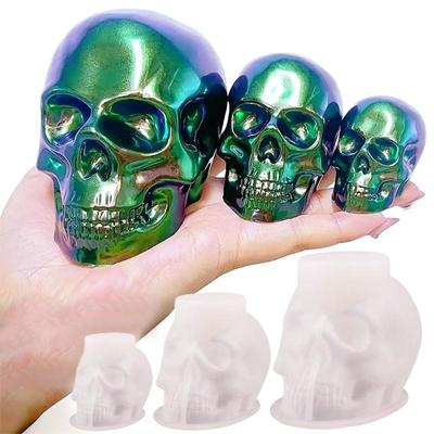 Silikonformen mit Totenkopfkopf in 3 Größen für Kunstharz, Gips, Zement, Basteln