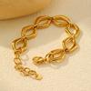 Stainless Steel Geometric Rhombus Handmade Chain Gold Bracelet Fashion Accessories Ladies 2529