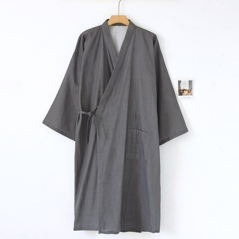 Halat de baie din bumbac cu textură de tifon, stil japonez, pentru bărbați, mărime mare, Rochie de noapte Kimono, Sezon primăvară-vară, Pijamale subțiri, Yukata cu șireturi, Transpirație