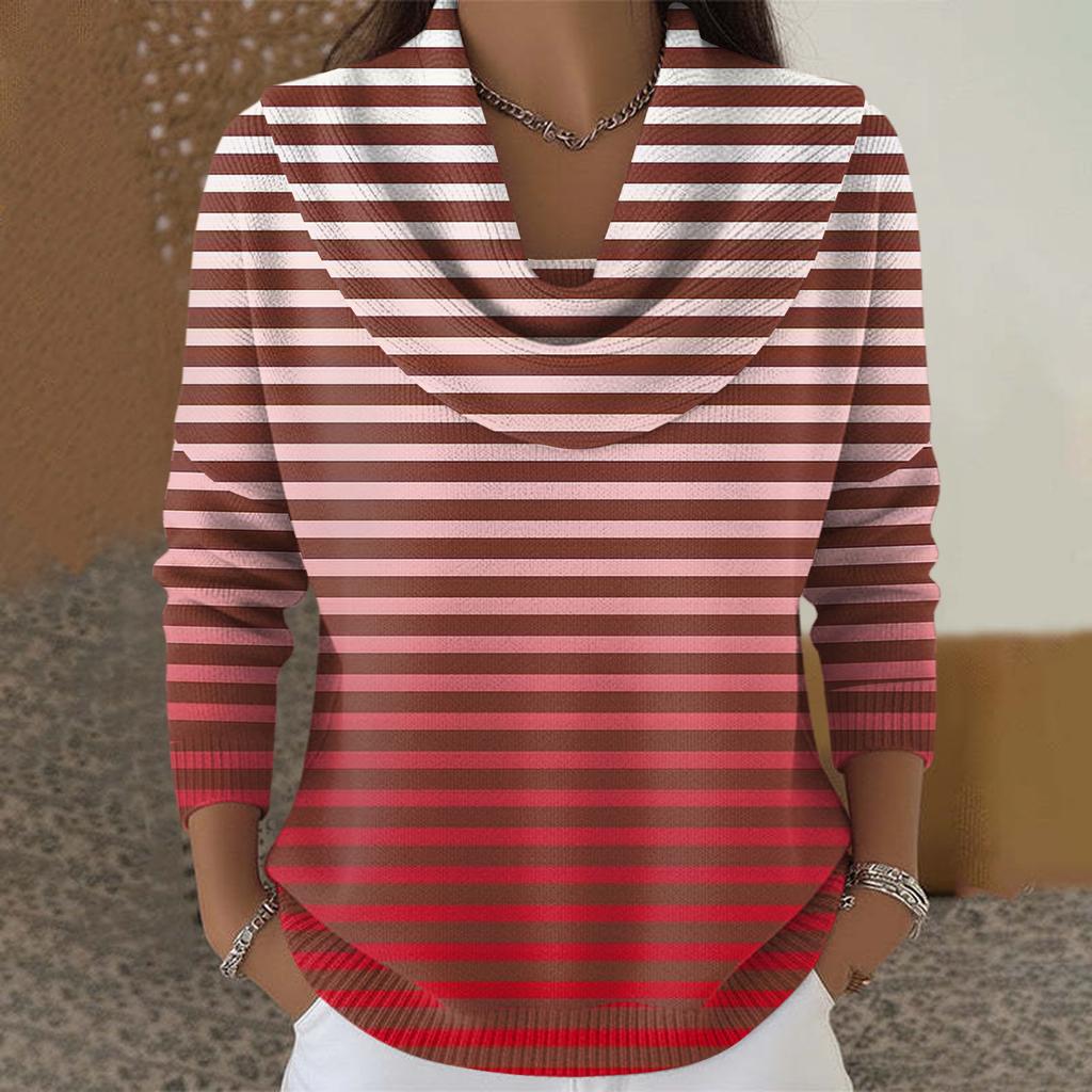 סוודר עליון לנשים, קז'ואל ואופנתי, צווארון עגול, שרוולים ארוכים, מודפס