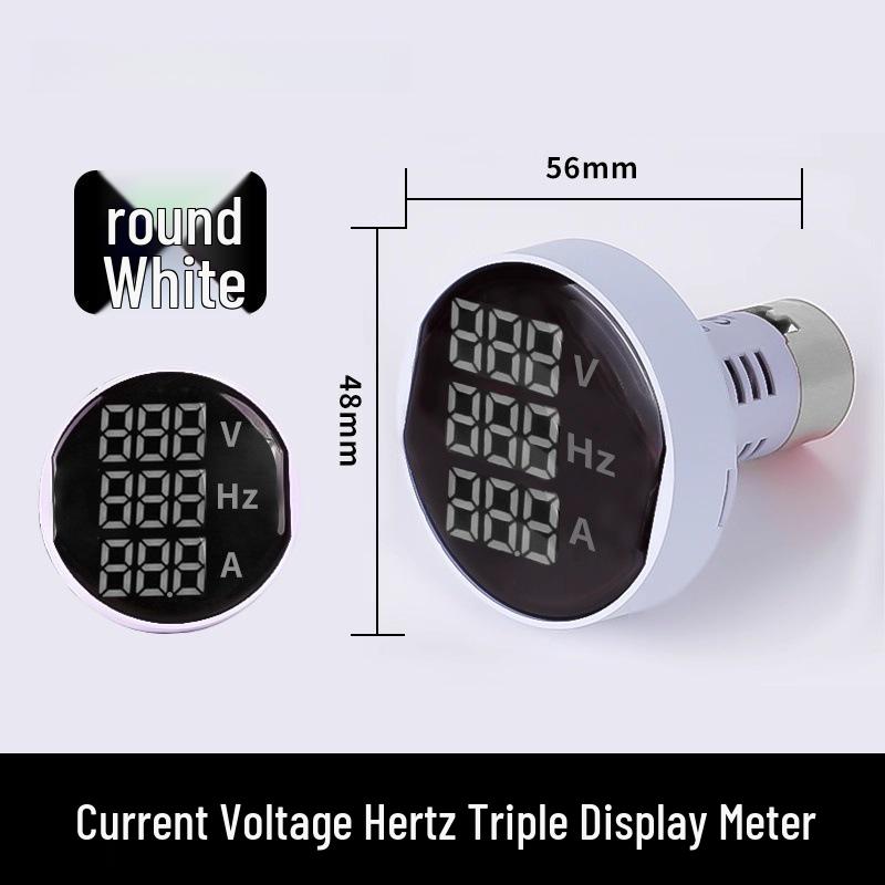 22mm Dual Display LED Voltage Current Frequency Meter - Round/Square