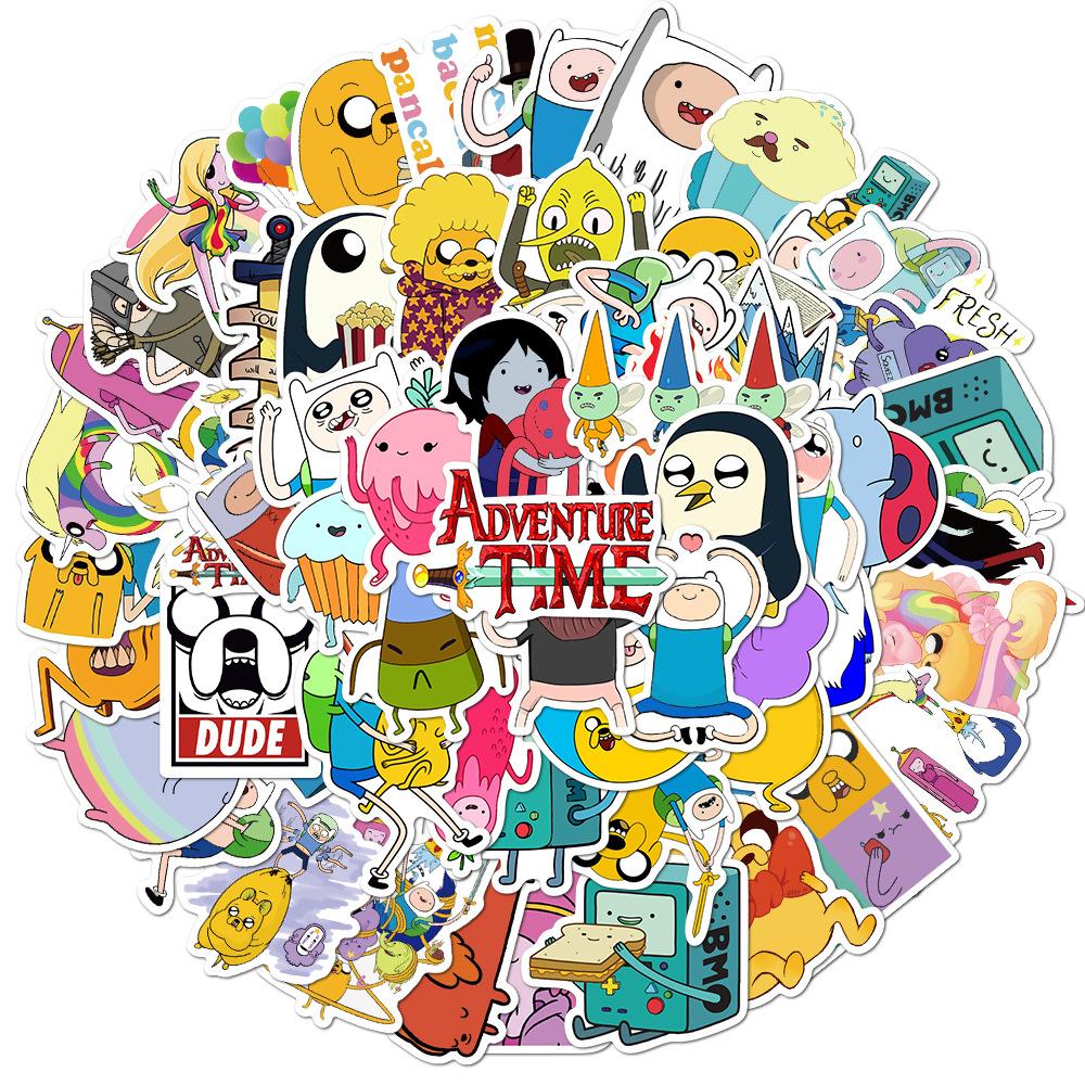 100Pcs Adventure Time Stickers Cartoon Animation Luggage Scooter Laptop Refrigerator Graffiti Stickers Decorative Toys Cute