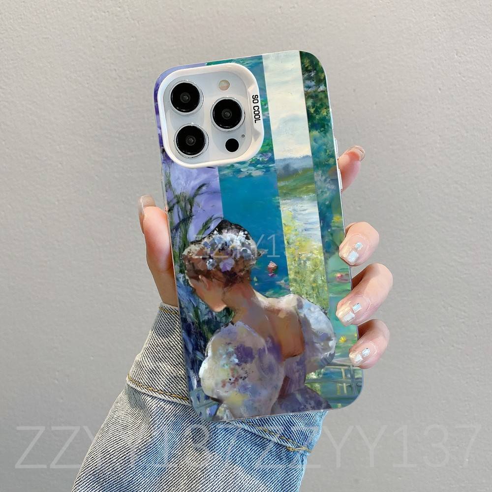 Paintings Monet Claudes Phone Case For iPhone 16,15,14,13,12,11,8,7,Pro,Max,Plus,Mini,XS,SE White Candy Matte Shockproof Cover