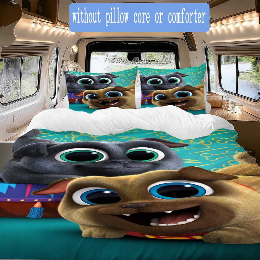 Puppy pals anime cartoon Pattern Bedding,Quilt Set Quilt Cover Pillowcase Home Birthday Gift (1*duvet cover+2*pillowcase,without core)XSJT0917517