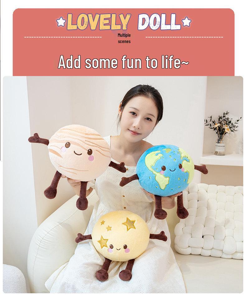 Adorable Plush Planet Pendant: Moon, Earth, Saturn, and Mars - Perfect Kids Birthday or Qixi Gift