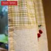 1PC Nuan Series Beige Checkered Cherry Decoration Short Curtain Rod Pocket Partition Curtain for Kitchen Living Room Bedroom Cupboard Home Decor