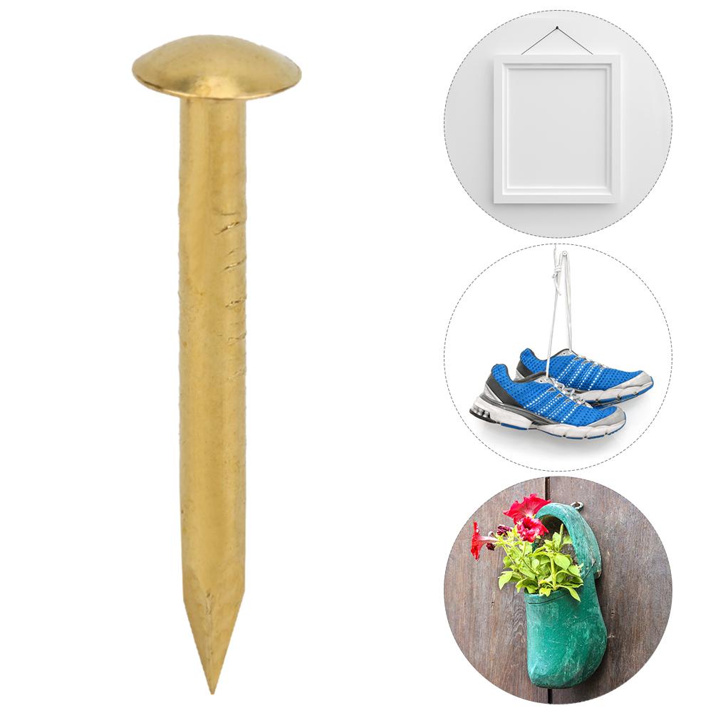 100Pcs Round Head Nail Brazen Brass Vintage DIY Craft Fastener Installation Accessories