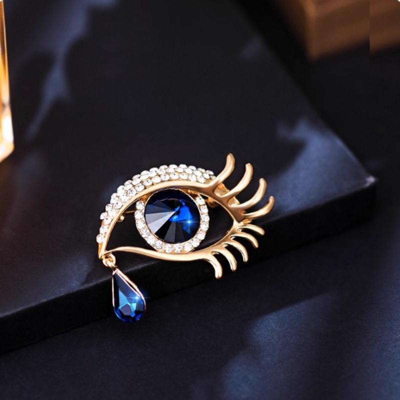 1Pc Devil's Eye Crystal Brooch High-end Exquisite Corsage High-end Niche Design Suit Pin Accessories