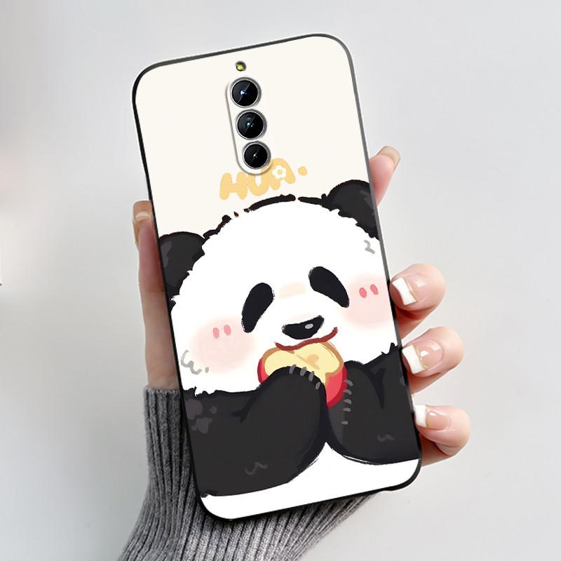 Cute Little Panda Pattern For ZTE Nubia RedMagic 8S Pro 5G / 8S Pro+ 5G Case Shockproof Soft Black Cartoons Painted Casing