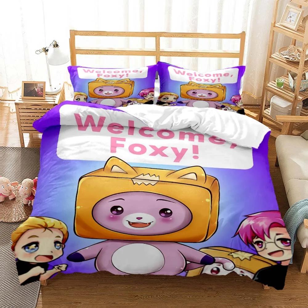 Lankybox Foxy Boxy Charmant Cartoon 3D Design beddengoed Queen Afmeting beddengoedset Aangepaste King Size maat beddengoedset en comfortabel EU King 240x220cm