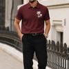 Men Short Sleeve Polo Shirt with Turn Down Collar and Printed Pattern Lightweight Breathable Casual Summer Top