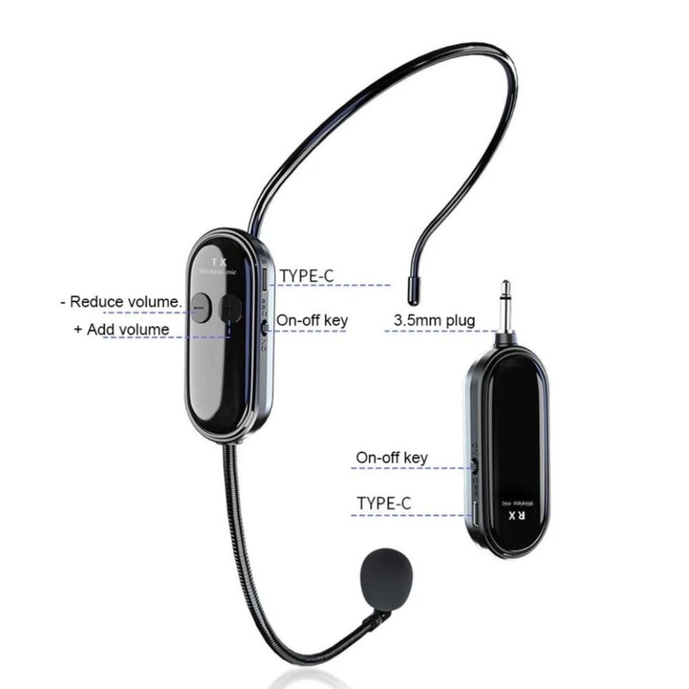 2 in 1 Headset Microphone 2.4G Voice Amplifier Mic Wireless Microphone  Meeting