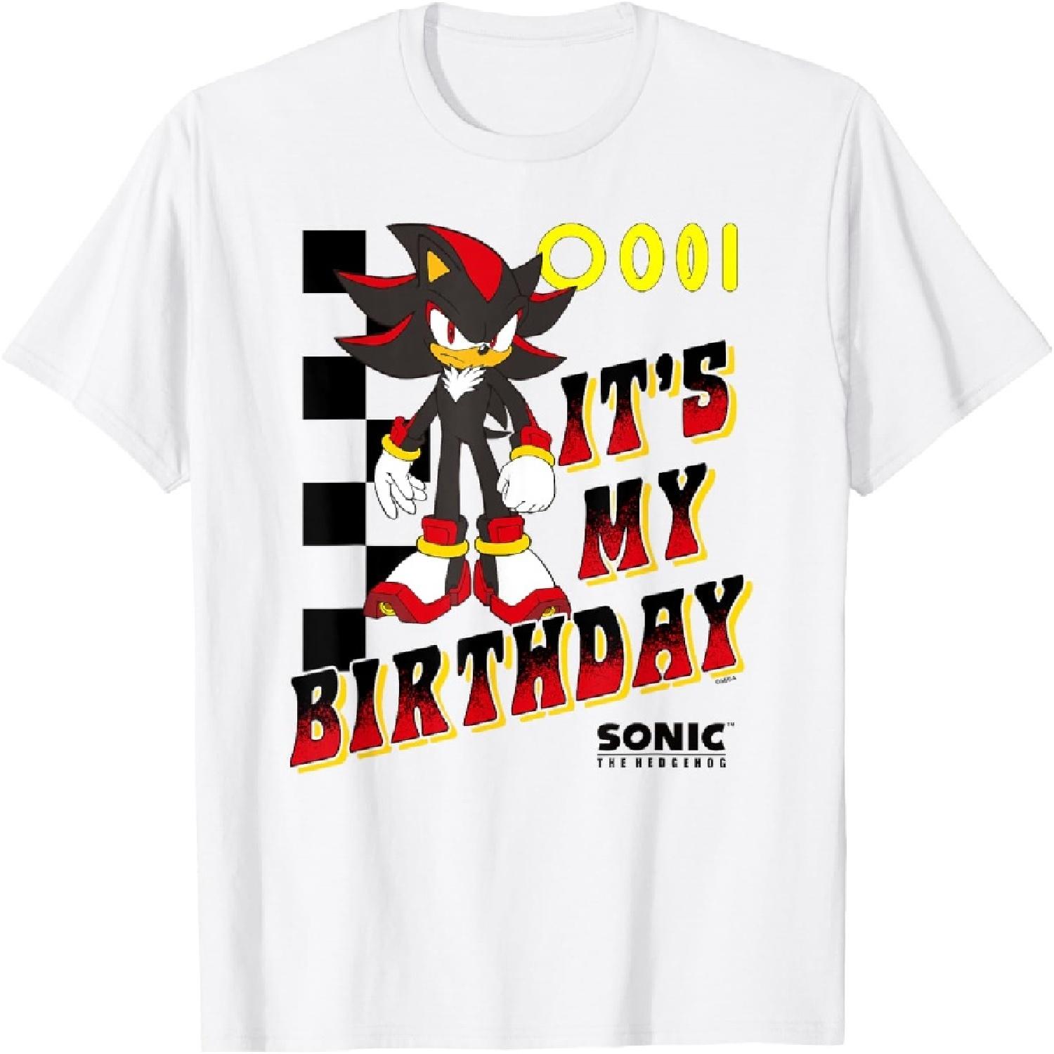 

Sonic The Hedgehog Shadow It s My Birthday Big Chest Logo T-Shirt XXXXXL білий