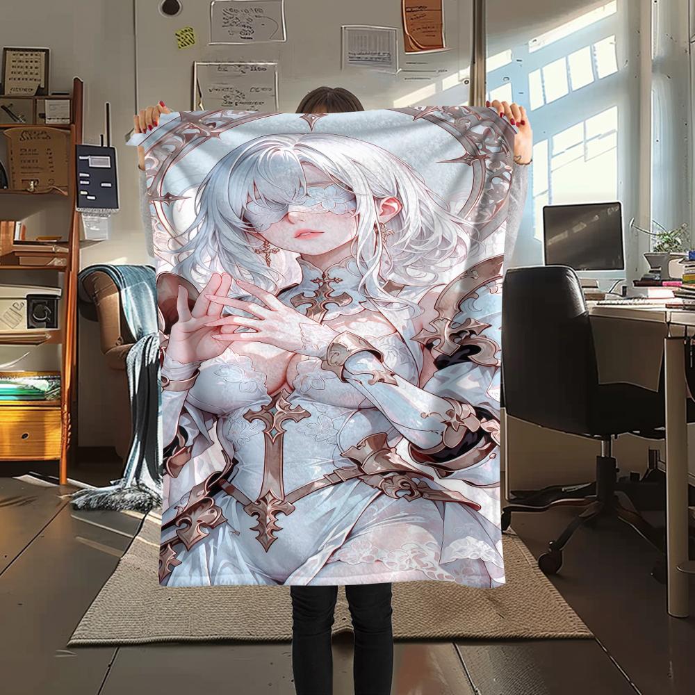 1Pc Cartoon Print Flannel Blanket, High Quality Comfortable for All Seasons, Home Decor, Warmth and Comfort, Perfect for Christmas Birthday Gift