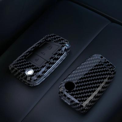 ABS Carbon Fiber Car Key Case Cover Fob for VW Volkswagen Golf 7 MK7 Tiguan MK2 for SEAT Ateca Leon FR 2 Ibiza for Skoda Octavia