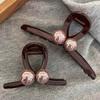Pince à Cheveux Ronde Perles Café Vintage pour Femmes Filles Clip Requin en Plastique Exquis Grande Pince à Cheveux Headwear Bijoux Accessoires